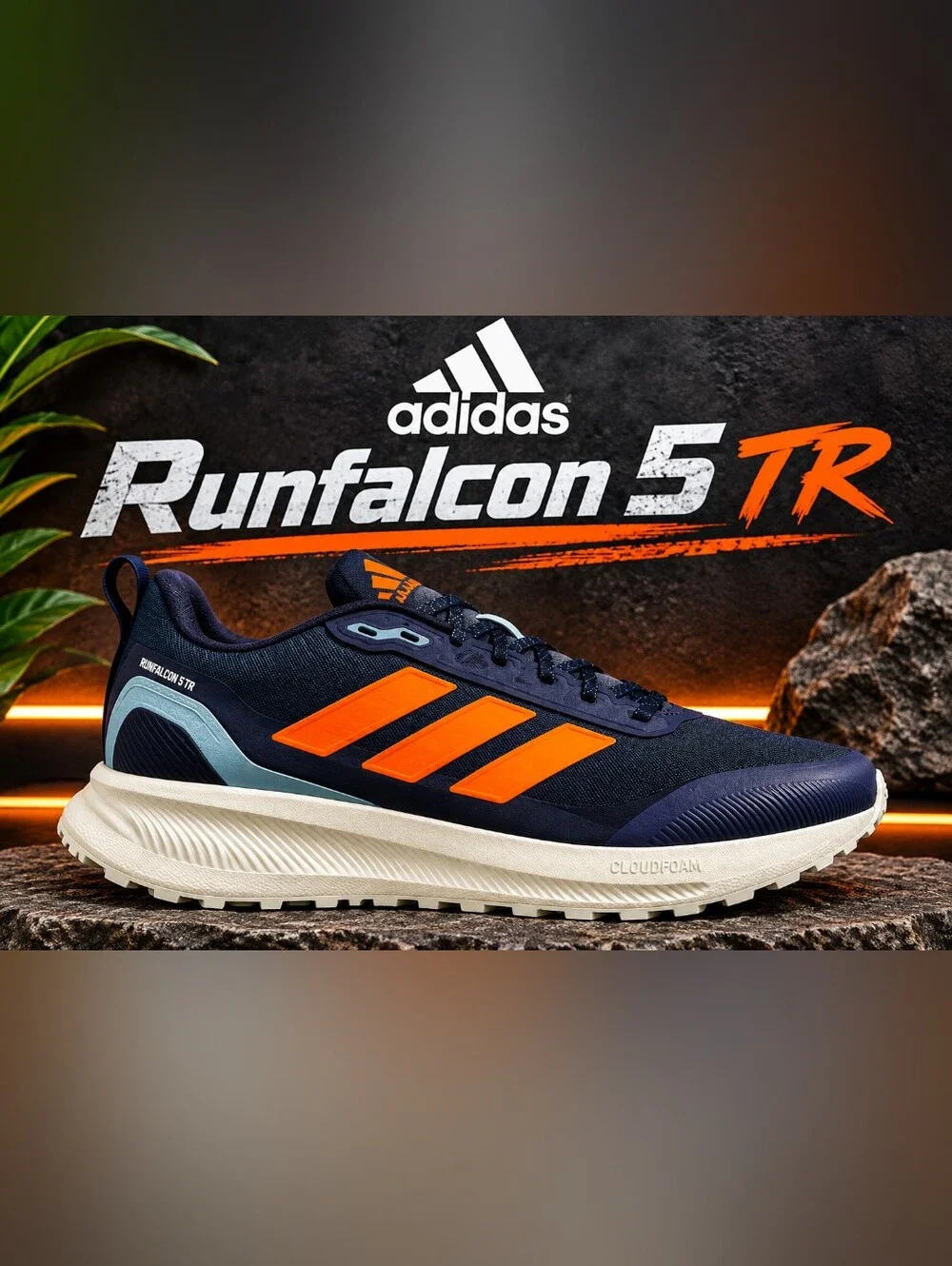 adidas Runfalcon 5 TR Men’s Trail Running Shoes – Aurora Onix / Pure Orange NIB